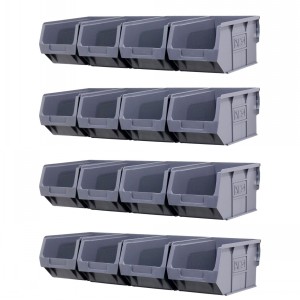Parts Bins & Wall Rail Set 16 x Size 3